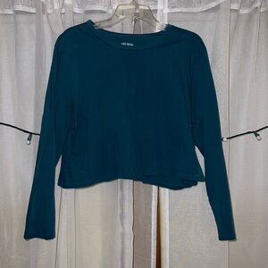 Dark Green/Blue Long Sleeve Crop Top